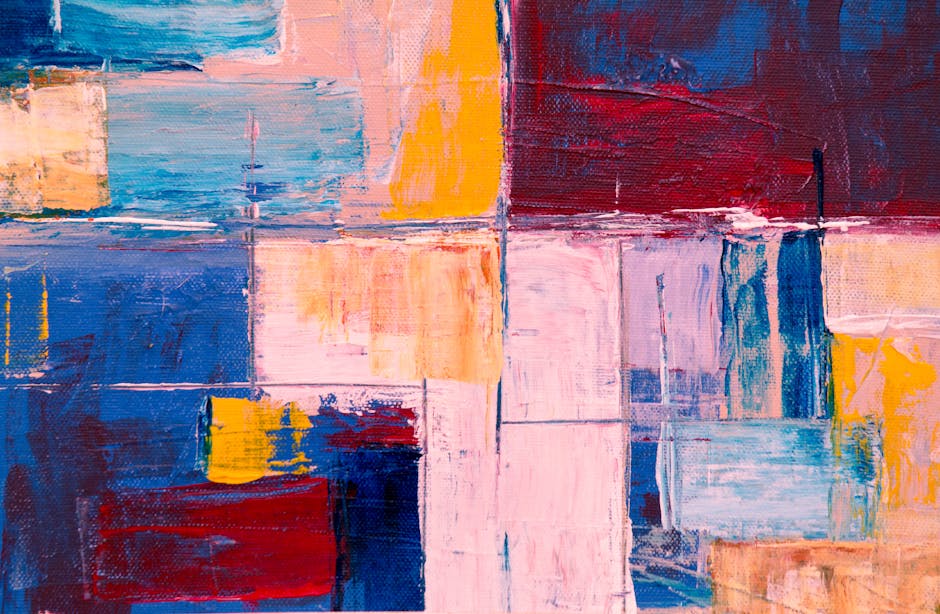Stunning art gallery exhibition featuring contemporary paintings with visitors admiring displayed artwork